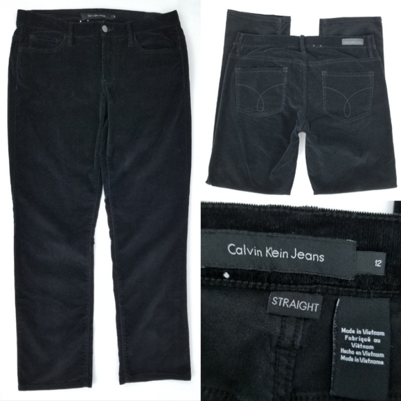 Calvin Klein Black Corduroy Pants Straight Women's 12 Classic Neutral Everyday - Picture 7 of 9